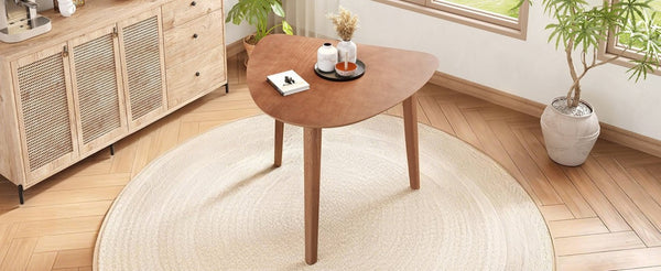 English Elm Triangular Corner Side Table with Rubberwood Legs and MDF Top for Modern Living Rooms Light Brown N752P367429P