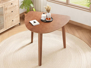 English Elm Triangular Corner Side Table with Rubberwood Legs and MDF Top for Modern Living Rooms Light Brown N752P367429P