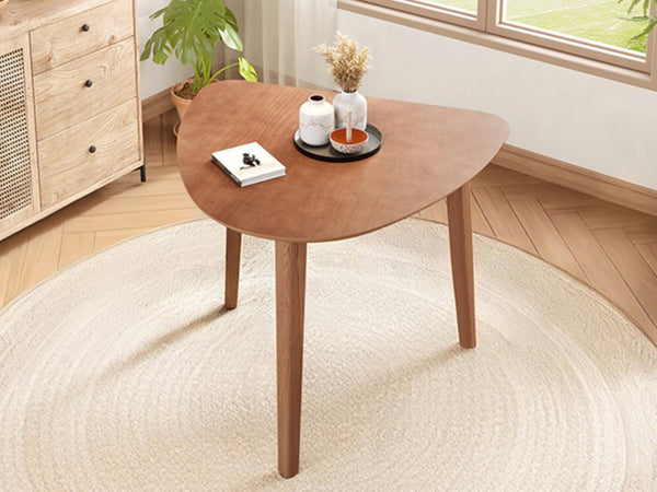 English Elm Triangular Corner Side Table with Rubberwood Legs and MDF Top for Modern Living Rooms Light Brown N752P367429P