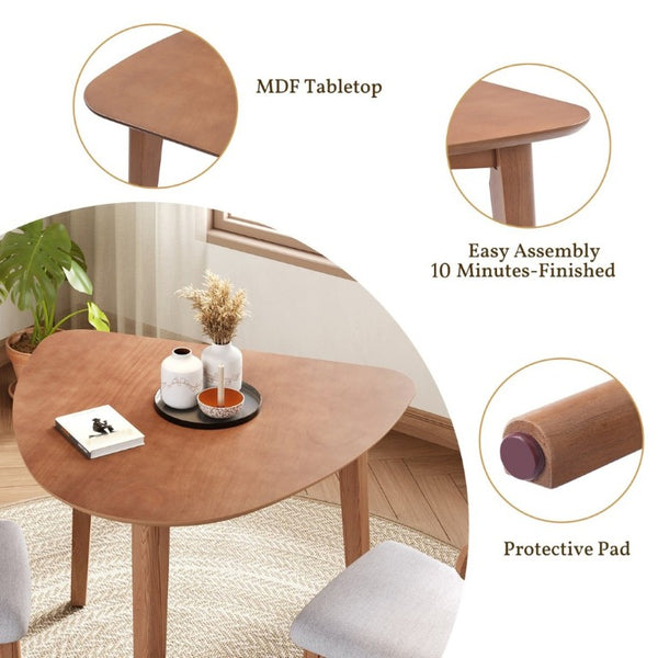 English Elm Triangular Corner Side Table with Rubberwood Legs and MDF Top for Modern Living Rooms Light Brown N752P367429P