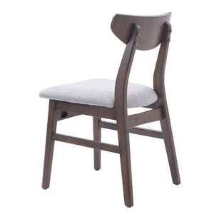 English Elm Set of 2 Scandinavian Dining Chairs Solid Rubberwood Frame Gray Padded Fabric Seat Brown N752P367430D