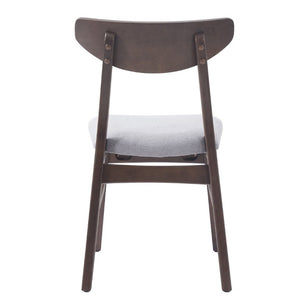 English Elm Set of 2 Scandinavian Dining Chairs Solid Rubberwood Frame Gray Padded Fabric Seat Brown N752P367430D