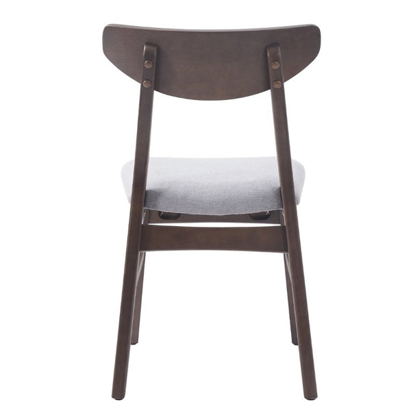 English Elm Set of 2 Scandinavian Dining Chairs Solid Rubberwood Frame Gray Padded Fabric Seat Brown N752P367430D