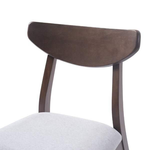 English Elm Set of 2 Scandinavian Dining Chairs Solid Rubberwood Frame Gray Padded Fabric Seat Brown N752P367430D