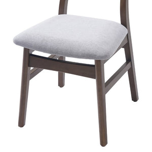 English Elm Set of 2 Scandinavian Dining Chairs Solid Rubberwood Frame Gray Padded Fabric Seat Brown N752P367430D