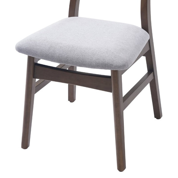 English Elm Set of 2 Scandinavian Dining Chairs Solid Rubberwood Frame Gray Padded Fabric Seat Brown N752P367430D
