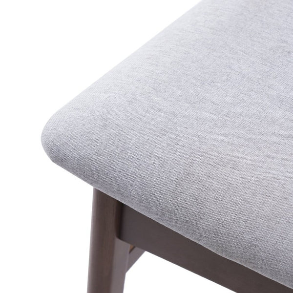 English Elm Set of 2 Scandinavian Dining Chairs Solid Rubberwood Frame Gray Padded Fabric Seat Brown N752P367430D
