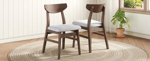 English Elm Set of 2 Scandinavian Dining Chairs Solid Rubberwood Frame Gray Padded Fabric Seat Brown N752P367430D