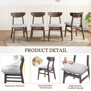 English Elm Set of 2 Scandinavian Dining Chairs Solid Rubberwood Frame Gray Padded Fabric Seat Brown N752P367430D