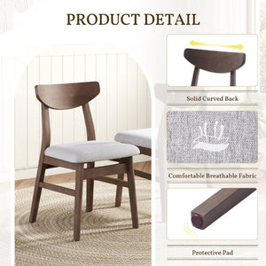 English Elm Set of 2 Scandinavian Dining Chairs Solid Rubberwood Frame Gray Padded Fabric Seat Brown N752P367430D