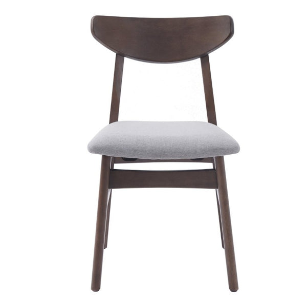 English Elm Set of 2 Scandinavian Dining Chairs Solid Rubberwood Frame Gray Padded Fabric Seat Brown N752P367430D