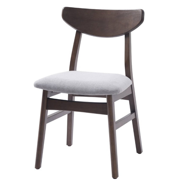 English Elm Set of 2 Scandinavian Dining Chairs Solid Rubberwood Frame Gray Padded Fabric Seat Brown N752P367430D