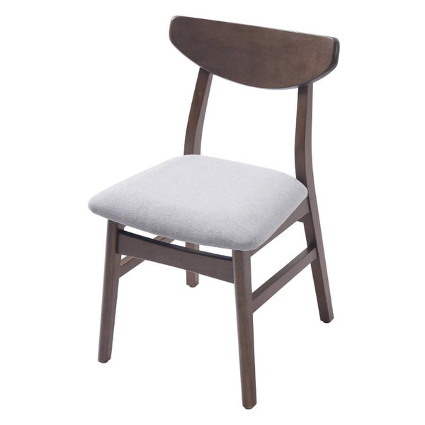 English Elm Set of 2 Scandinavian Dining Chairs Solid Rubberwood Frame Gray Padded Fabric Seat Brown N752P367430D
