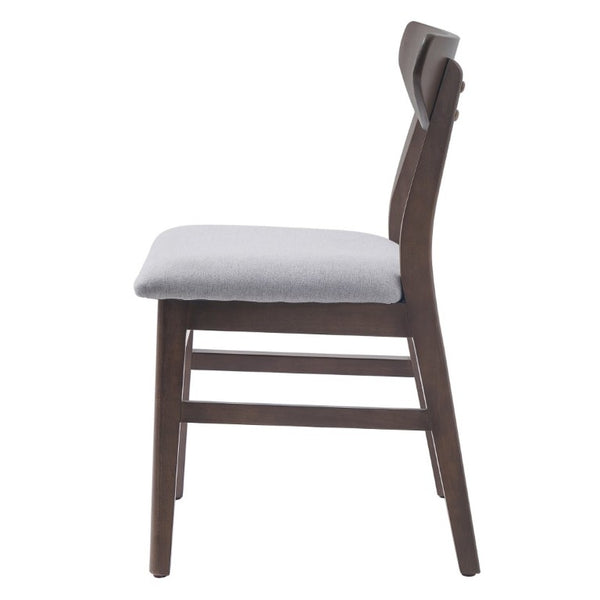 English Elm Set of 2 Scandinavian Dining Chairs Solid Rubberwood Frame Gray Padded Fabric Seat Brown N752P367430D