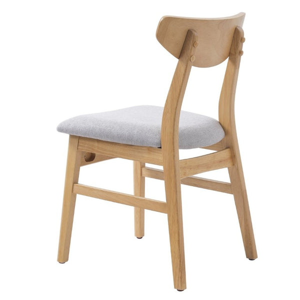 English Elm Set of 2 Scandinavian Dining Chairs Solid Rubberwood Frame Gray Padded Fabric Seat Natural N752P367430N