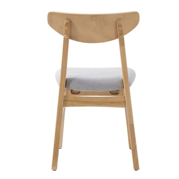 English Elm Set of 2 Scandinavian Dining Chairs Solid Rubberwood Frame Gray Padded Fabric Seat Natural N752P367430N