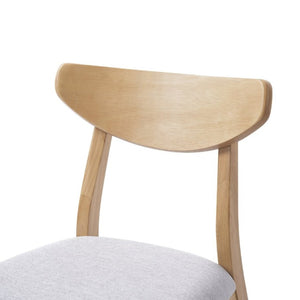 English Elm Set of 2 Scandinavian Dining Chairs Solid Rubberwood Frame Gray Padded Fabric Seat Natural N752P367430N