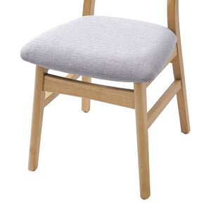 English Elm Set of 2 Scandinavian Dining Chairs Solid Rubberwood Frame Gray Padded Fabric Seat Natural N752P367430N