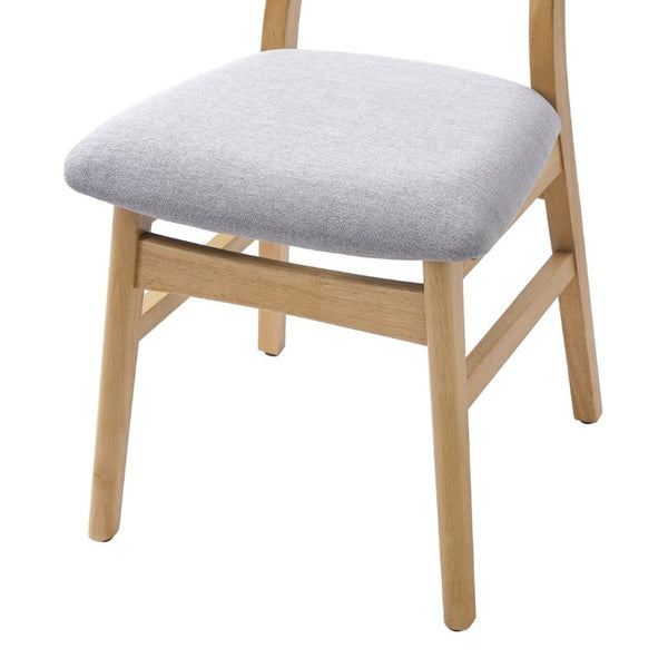 English Elm Set of 2 Scandinavian Dining Chairs Solid Rubberwood Frame Gray Padded Fabric Seat Natural N752P367430N