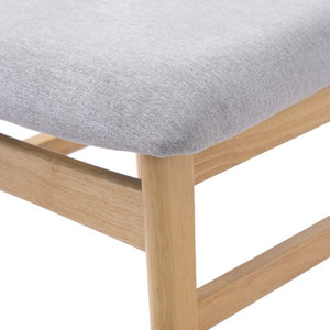 English Elm Set of 2 Scandinavian Dining Chairs Solid Rubberwood Frame Gray Padded Fabric Seat Natural N752P367430N