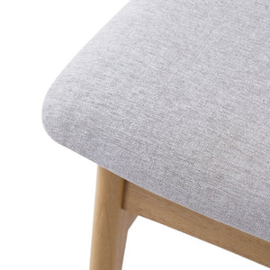 English Elm Set of 2 Scandinavian Dining Chairs Solid Rubberwood Frame Gray Padded Fabric Seat Natural N752P367430N