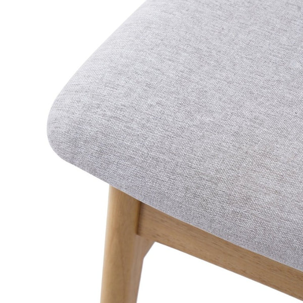 English Elm Set of 2 Scandinavian Dining Chairs Solid Rubberwood Frame Gray Padded Fabric Seat Natural N752P367430N