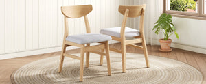 English Elm Set of 2 Scandinavian Dining Chairs Solid Rubberwood Frame Gray Padded Fabric Seat Natural N752P367430N
