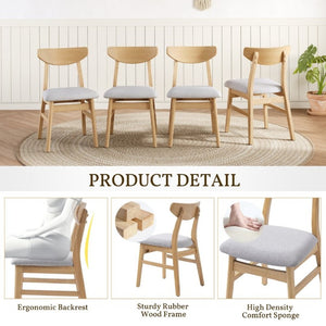 English Elm Set of 2 Scandinavian Dining Chairs Solid Rubberwood Frame Gray Padded Fabric Seat Natural N752P367430N