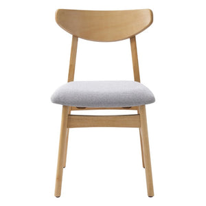 English Elm Set of 2 Scandinavian Dining Chairs Solid Rubberwood Frame Gray Padded Fabric Seat Natural N752P367430N