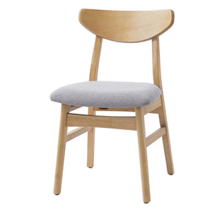 English Elm Set of 2 Scandinavian Dining Chairs Solid Rubberwood Frame Gray Padded Fabric Seat Natural N752P367430N