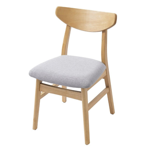 English Elm Set of 2 Scandinavian Dining Chairs Solid Rubberwood Frame Gray Padded Fabric Seat Natural N752P367430N