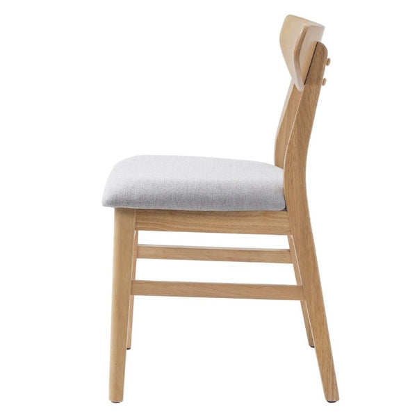 English Elm Set of 2 Scandinavian Dining Chairs Solid Rubberwood Frame Gray Padded Fabric Seat Natural N752P367430N