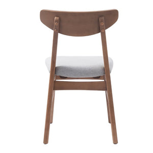English Elm Set of 2 Scandinavian Dining Chairs Solid Rubberwood Frame Gray Padded Fabric Seat Light Brown N752P367430P