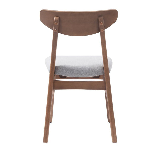 English Elm Set of 2 Scandinavian Dining Chairs Solid Rubberwood Frame Gray Padded Fabric Seat Light Brown N752P367430P