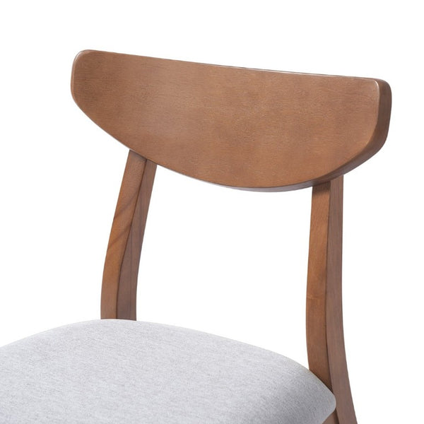 English Elm Set of 2 Scandinavian Dining Chairs Solid Rubberwood Frame Gray Padded Fabric Seat Light Brown N752P367430P