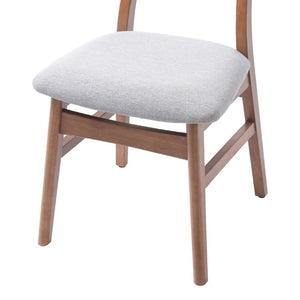 English Elm Set of 2 Scandinavian Dining Chairs Solid Rubberwood Frame Gray Padded Fabric Seat Light Brown N752P367430P