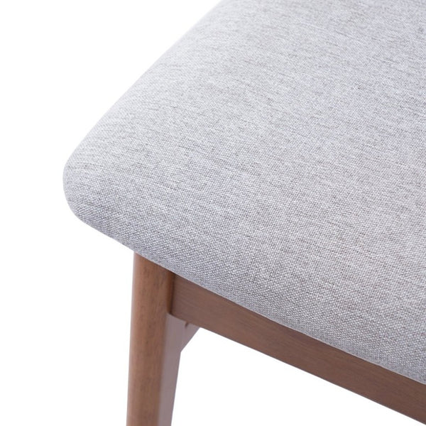 English Elm Set of 2 Scandinavian Dining Chairs Solid Rubberwood Frame Gray Padded Fabric Seat Light Brown N752P367430P