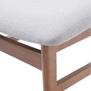 English Elm Set of 2 Scandinavian Dining Chairs Solid Rubberwood Frame Gray Padded Fabric Seat Light Brown N752P367430P