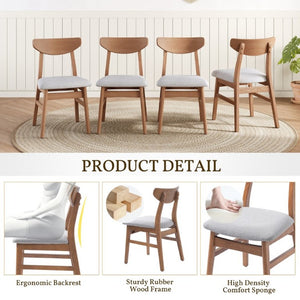 English Elm Set of 2 Scandinavian Dining Chairs Solid Rubberwood Frame Gray Padded Fabric Seat Light Brown N752P367430P