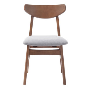 English Elm Set of 2 Scandinavian Dining Chairs Solid Rubberwood Frame Gray Padded Fabric Seat Light Brown N752P367430P