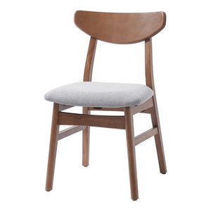 English Elm Set of 2 Scandinavian Dining Chairs Solid Rubberwood Frame Gray Padded Fabric Seat Light Brown N752P367430P