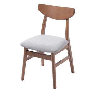 English Elm Set of 2 Scandinavian Dining Chairs Solid Rubberwood Frame Gray Padded Fabric Seat Light Brown N752P367430P