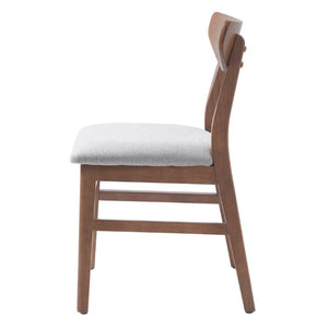 English Elm Set of 2 Scandinavian Dining Chairs Solid Rubberwood Frame Gray Padded Fabric Seat Light Brown N752P367430P