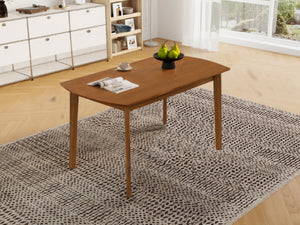 English Elm Mid Century Rectangular Dining Table Solid Rubberwood Legs Seats Four Modern Kitchen N752P469078D