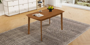 English Elm Mid Century Rectangular Dining Table Solid Rubberwood Legs Seats Four Modern Kitchen N752P469078D