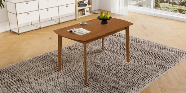 English Elm Mid Century Rectangular Dining Table Solid Rubberwood Legs Seats Four Modern Kitchen N752P469078D