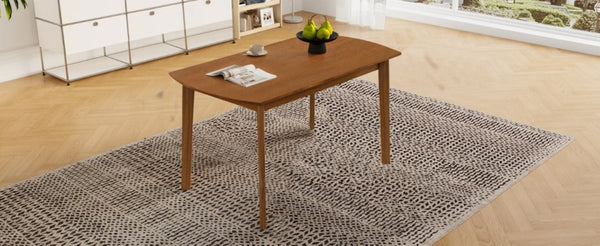 English Elm Mid Century Rectangular Dining Table Solid Rubberwood Legs Seats Four Modern Kitchen N752P469078D