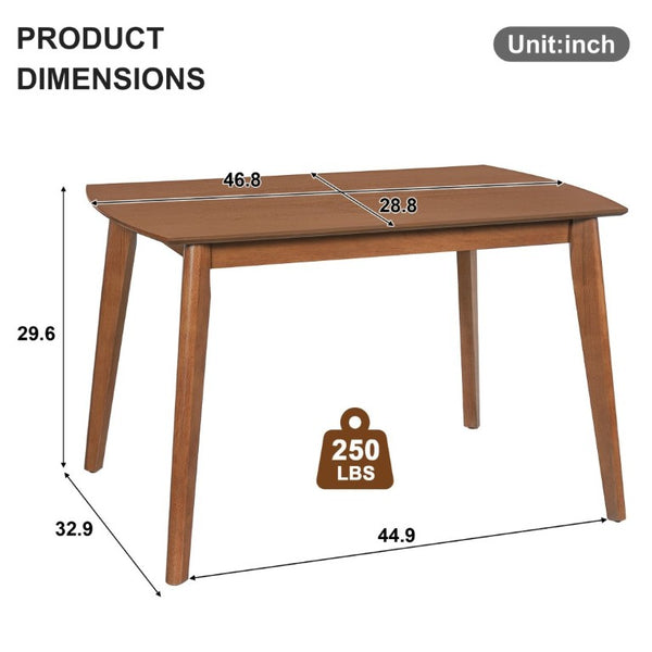 English Elm Mid Century Rectangular Dining Table Solid Rubberwood Legs Seats Four Modern Kitchen N752P469078D