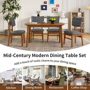 English Elm Mid Century Rectangular Dining Table Solid Rubberwood Legs Seats Four Modern Kitchen N752P469078D