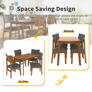 English Elm Mid Century Rectangular Dining Table Solid Rubberwood Legs Seats Four Modern Kitchen N752P469078D